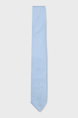 Silk-blend tie with all-over jacquard pattern, Light Blue