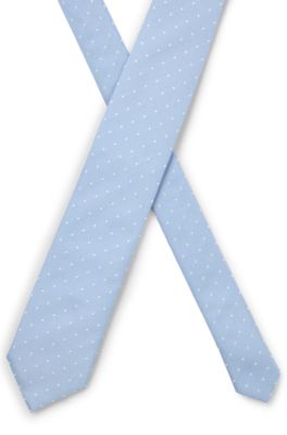 Silk-blend tie with all-over jacquard pattern, Light Blue