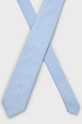 Silk-blend tie with all-over jacquard pattern, Light Blue
