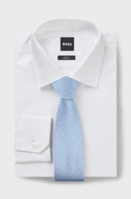 Silk-blend tie with all-over jacquard pattern, Light Blue