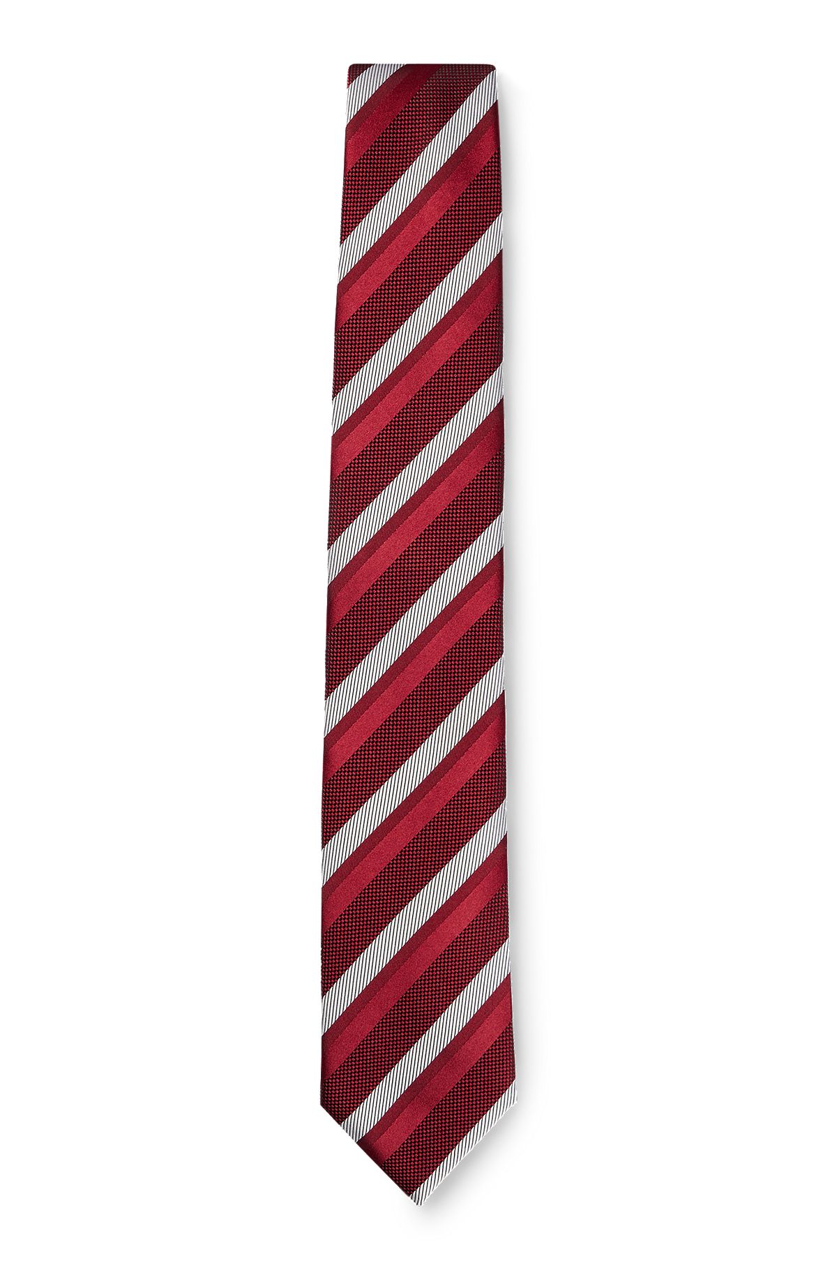 Silk-blend tie with all-over jacquard pattern, Dark Red