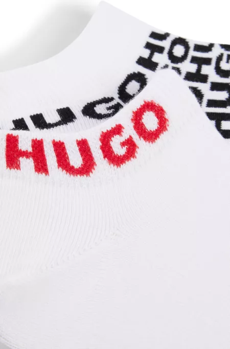 Two-pack of cotton-blend ankle socks with logos