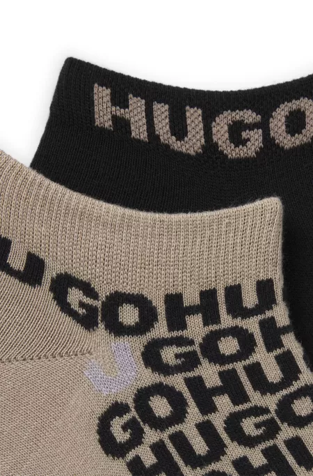 Two-pack of cotton-blend ankle socks with logos