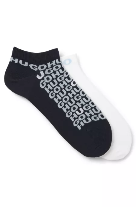 Two-pack of cotton-blend ankle socks with logos