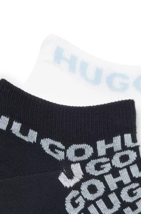 Two-pack of cotton-blend ankle socks with logos