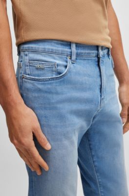 Slim-fit jeans in light-blue soft stretch denim, Light Blue