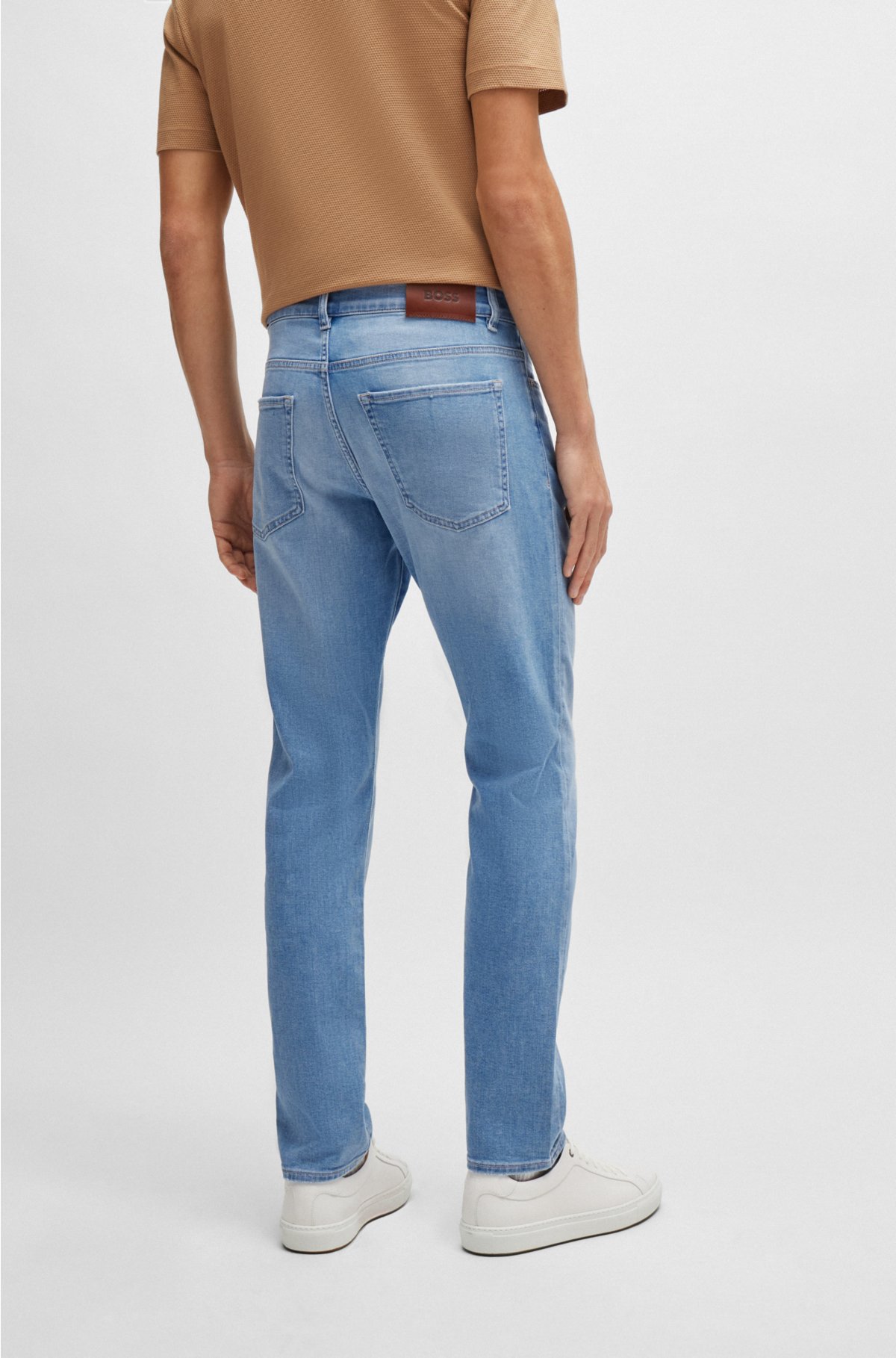BOSS - Slim-fit jeans in light-blue soft stretch denim