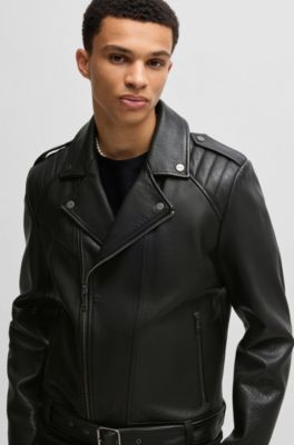 HUGO BOSS バイカージャケット 黒 レザー アイコニックレザー HUGO BOSS バイカージャケット 黒 レザー アイコニックレザー
