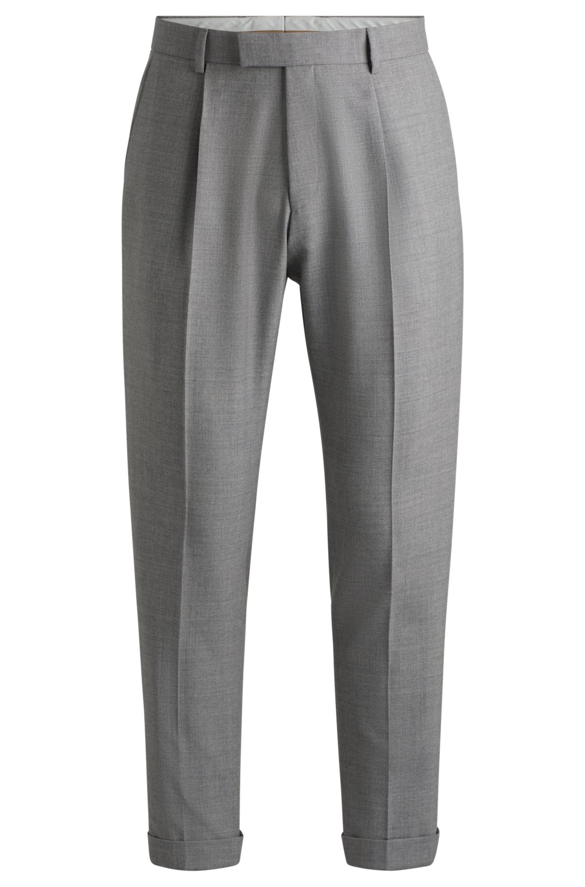 Relaxed-fit trousers in micro-patterned virgin wool, Silver