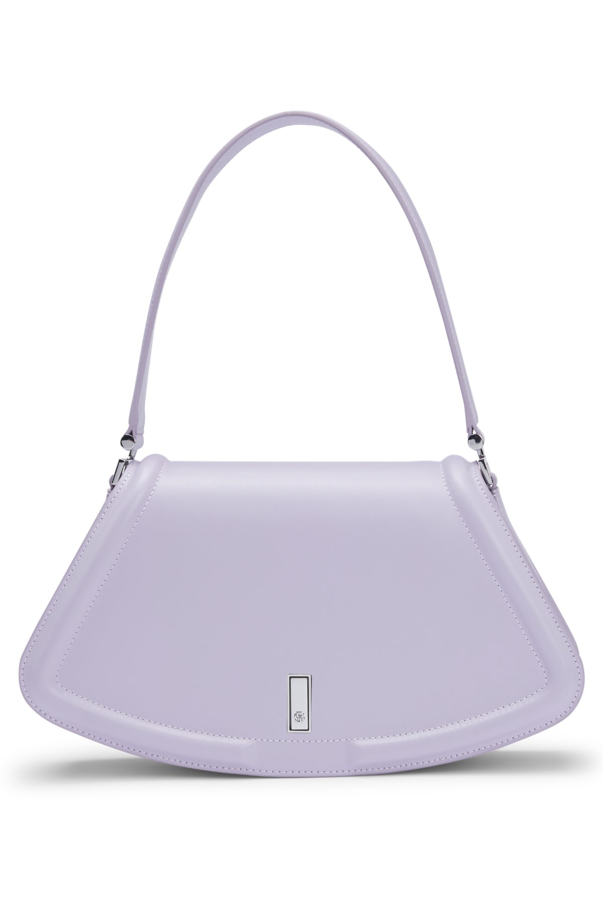 Ariell leather shoulder bag with signature hardware, Light Purple