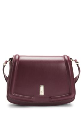 BOSS - Leather saddle bag with signature hardware and monogram