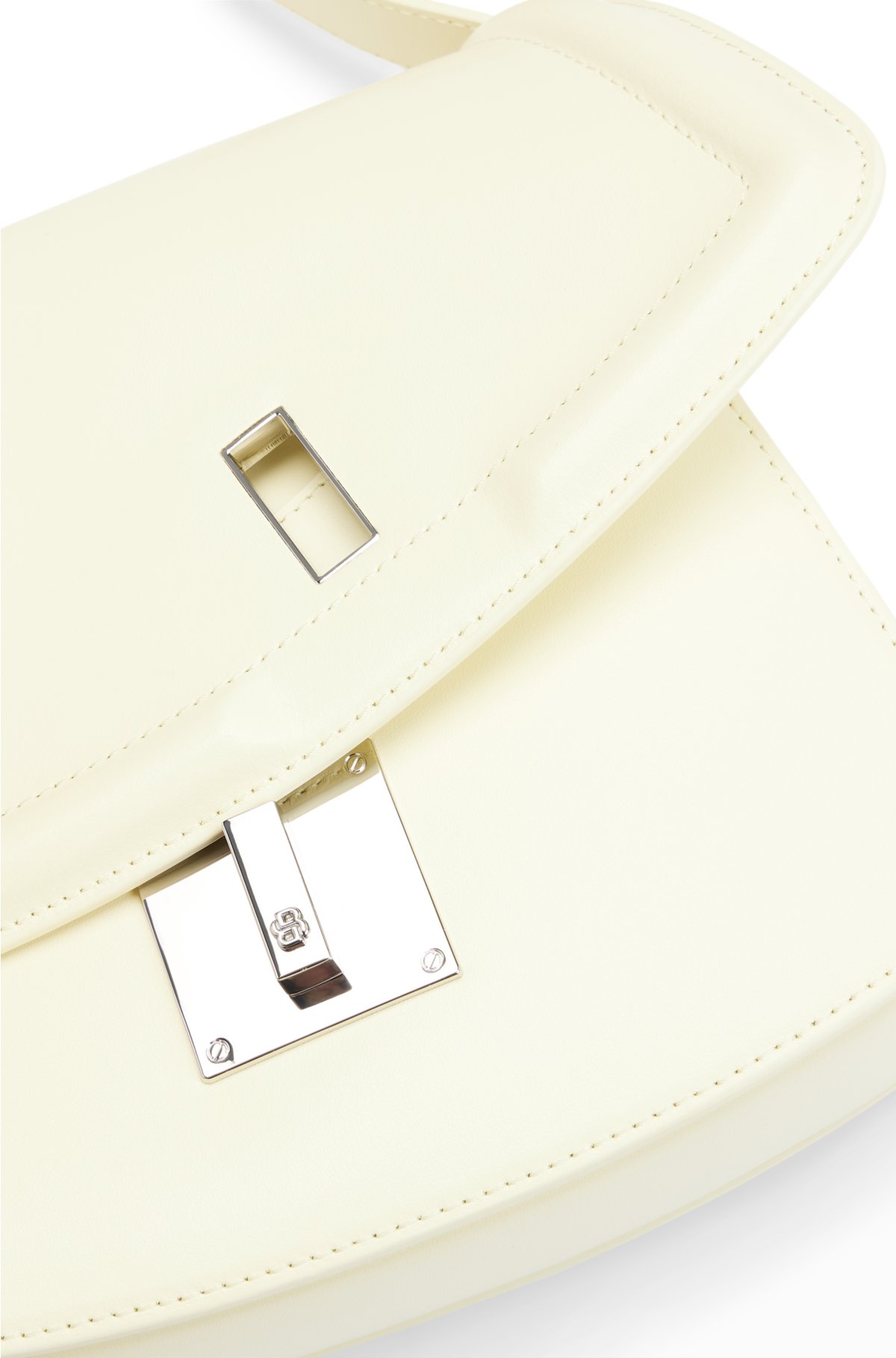 Leather saddle bag with signature hardware and monogram, Light Yellow