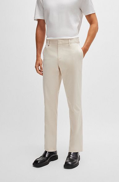 Slim-fit trousers in stretch cotton, White