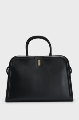 Ariell tote bag in leather with detachable pouch, Black