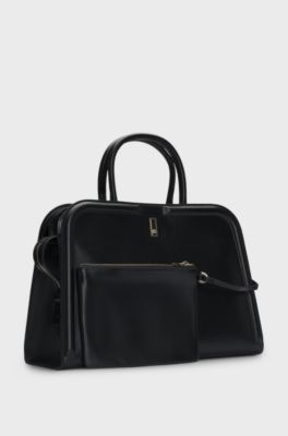 Ariell tote bag in leather with detachable pouch, Black