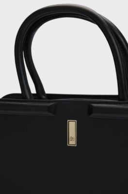 Ariell tote bag in leather with detachable pouch, Black