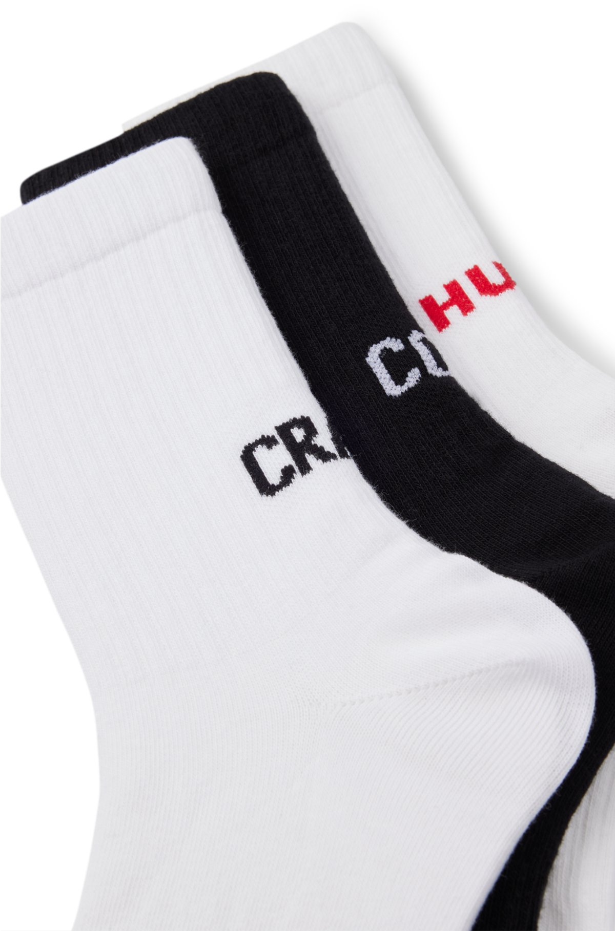 Three-pack of short-length socks with logo details, White / Black