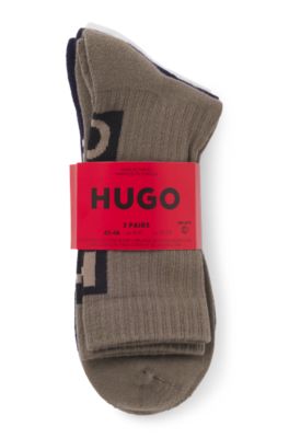 Calze corte con logo verticale in confezione da tre, Bianco / Blu / Grigio