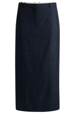 Long-length skirt in denim-effect twill, Dark Blue