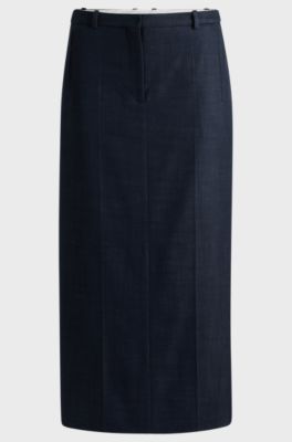 Long-length skirt in denim-effect twill, Dark Blue