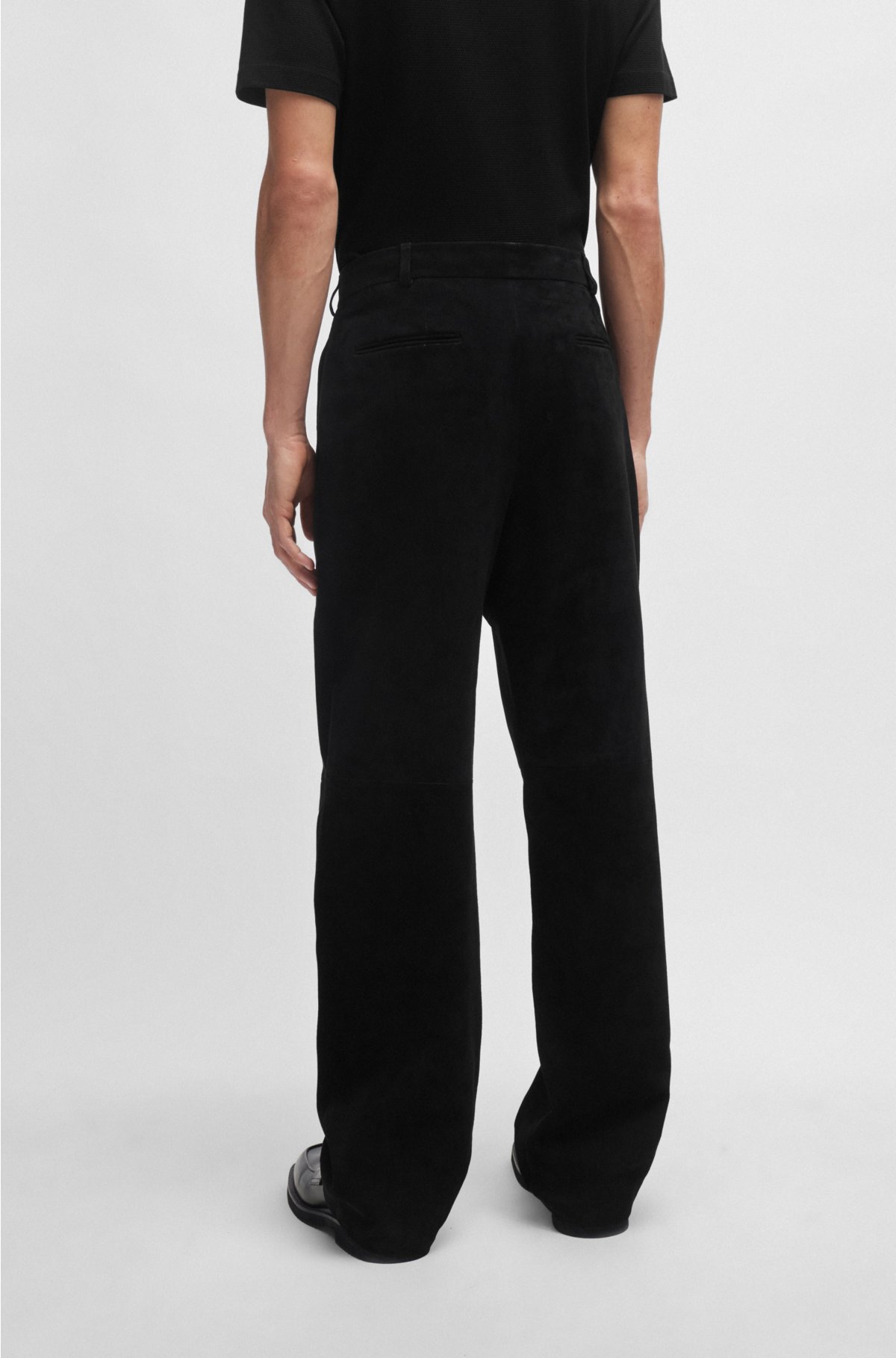 Suede trousers with soft lining, Black