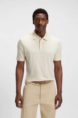 Regular-fit polo shirt in piqu&eacute; fabric, White