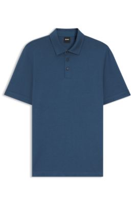 Regular-fit polo shirt in piqu&eacute; fabric, Blue
