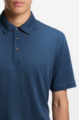 Regular-fit polo shirt in piqu&eacute; fabric, Blue