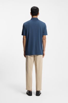Regular-fit polo shirt in piqu&eacute; fabric, Blue