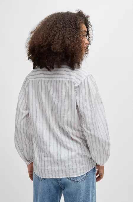 Regular-fit blouse in striped cotton poplin