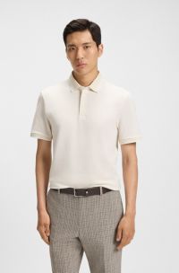 Oxford-cotton-piqué polo shirt with logo detail, White