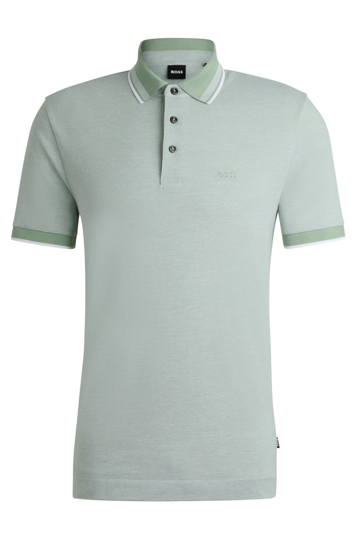 Oxford-cotton-piqué polo shirt with logo detail, Light Green