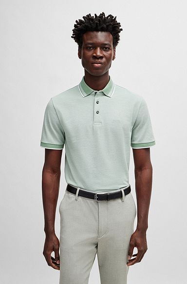 Oxford-cotton-piqué polo shirt with logo detail, Light Green