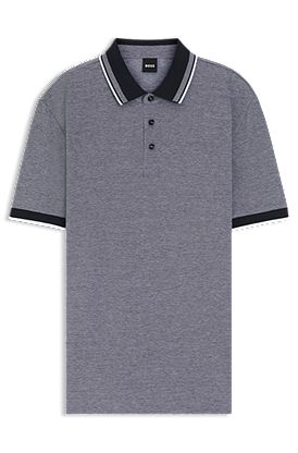 Oxford-piqué polo shirt with stripe trims