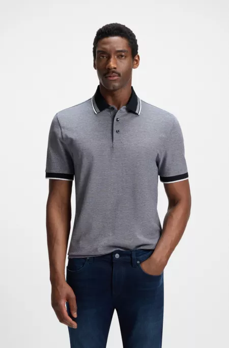 Oxford-cotton-piqué polo shirt with logo detail