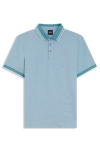 Oxford-cotton-piqué polo shirt with logo detail, Light Blue