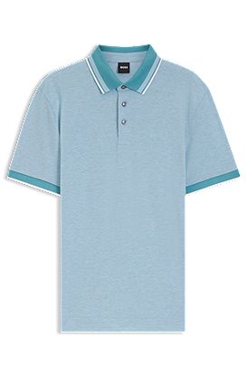 Oxford-piqué polo shirt with stripe trims