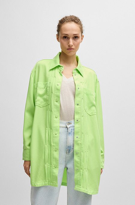 Relaxed-fit overshirt in soft twill, Neon Green