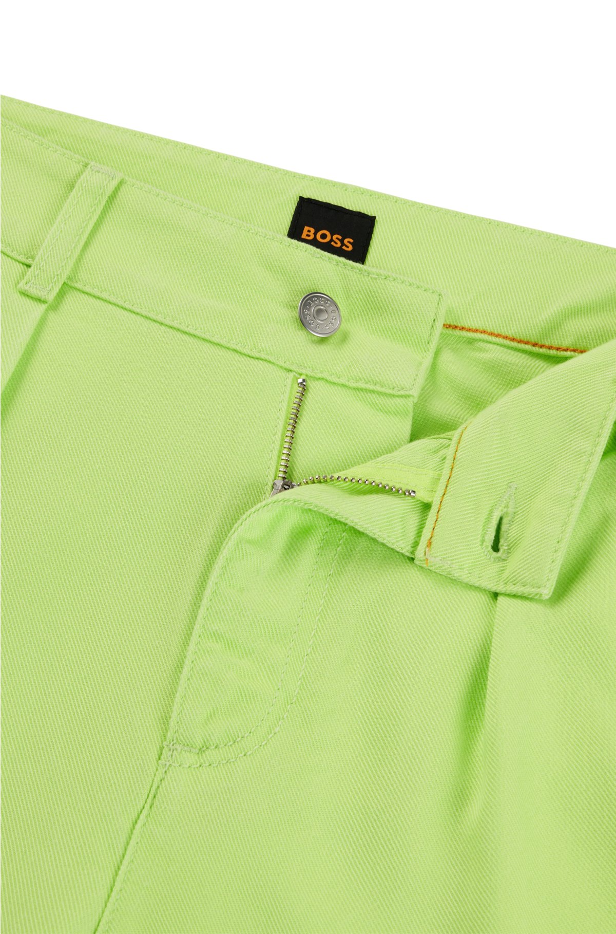 Wide-leg trousers in soft twill, Neon Green