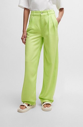 Women's Green Cargo Trousers, Inc Neon & Slim Fit