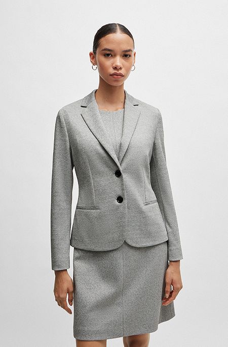 Extra-slim-fit jacket in herringbone jersey, Light Grey