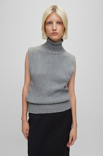 Fashion Grey Turtleneck Sweaters for Women by HUGO BOSS