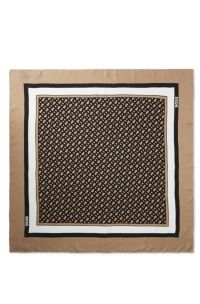 Sjaal van zijden twill met seizoensprint, Beige met dessin