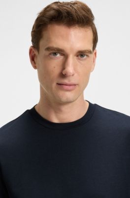 Regular-fit T-shirt in piqu&eacute; fabric with cotton, Dark Blue