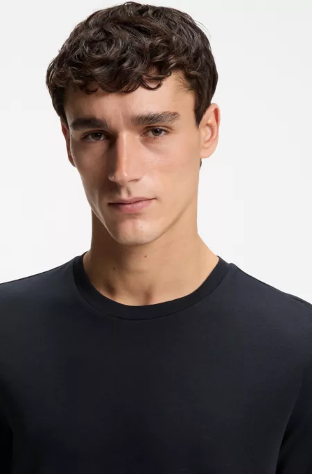 Regular-fit T-shirt in piqué fabric with cotton