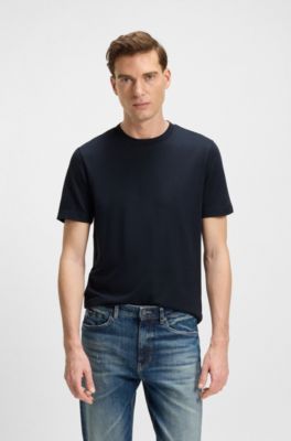 Regular-fit T-shirt in piqu&eacute; fabric with cotton, Dark Blue
