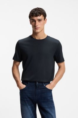 Regular-fit T-shirt in piqu&eacute; fabric with cotton, Dark Blue