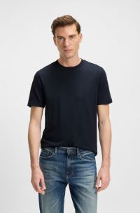 Regular-fit T-shirt in piqué fabric with cotton, Dark Blue