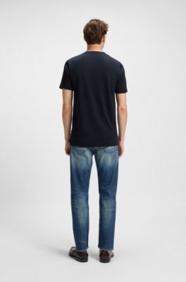 Regular-fit T-shirt in piqu&eacute; fabric with cotton, Dark Blue