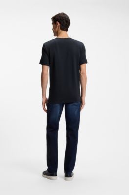 Regular-fit T-shirt in piqu&eacute; fabric with cotton, Dark Blue